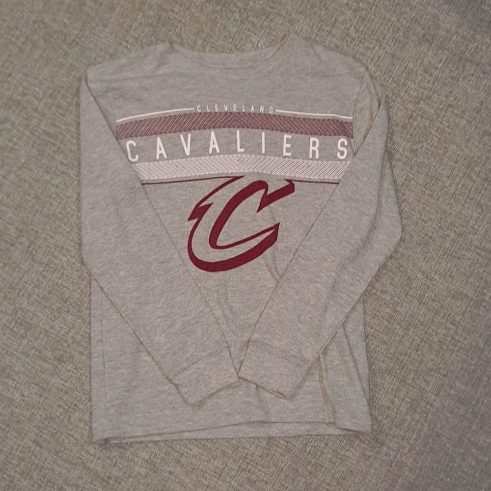 CLEVELAND Cavaliers Grey and Maroon Long Sleeve Tee Boys YLG